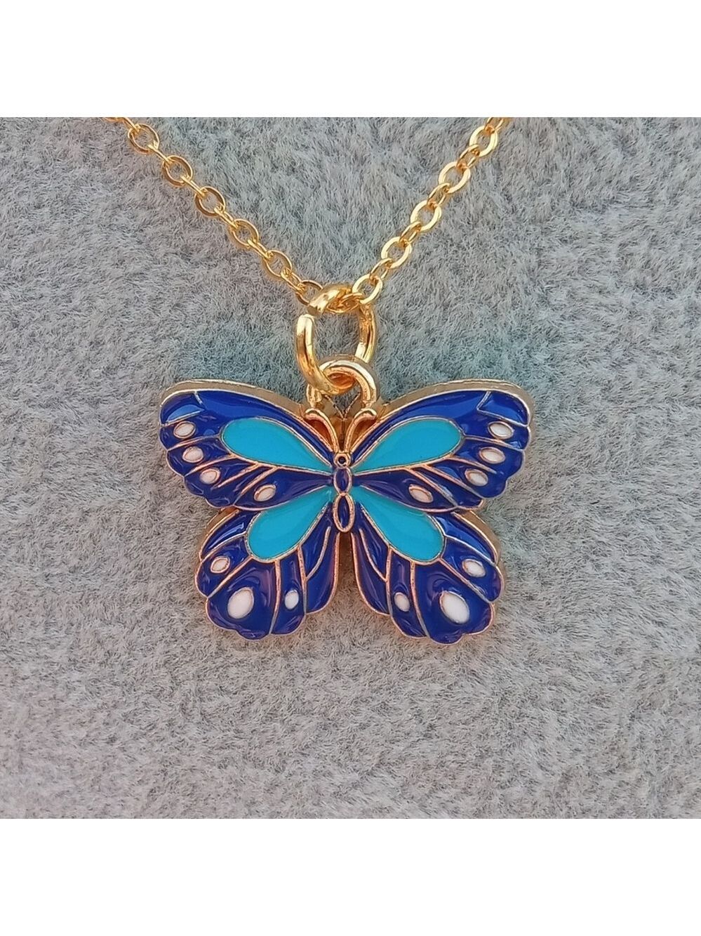 2/$10 Gold and Blue Butterfly Pendant Necklace